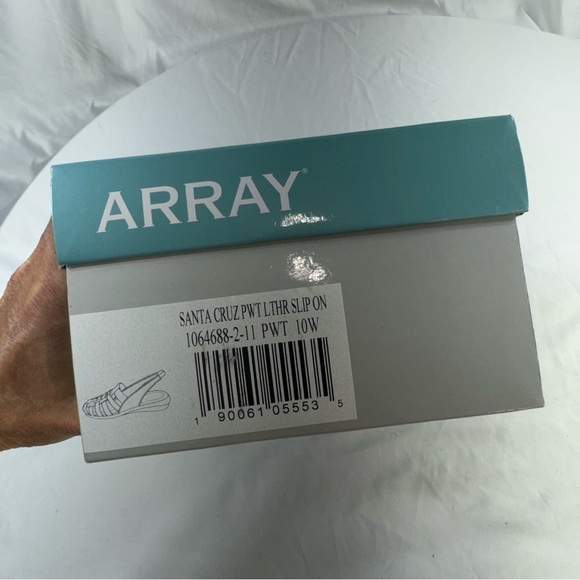 Array Womens Santa Cruz Leather Comfort Slingback Sandals - Pewter Wide - Picture 8 of 8